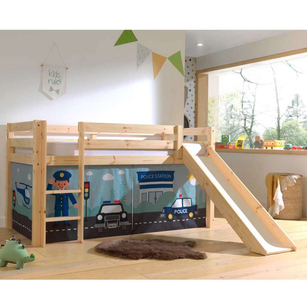 Kinder Hochbett Polizei mit Vorhang Set Rutsche