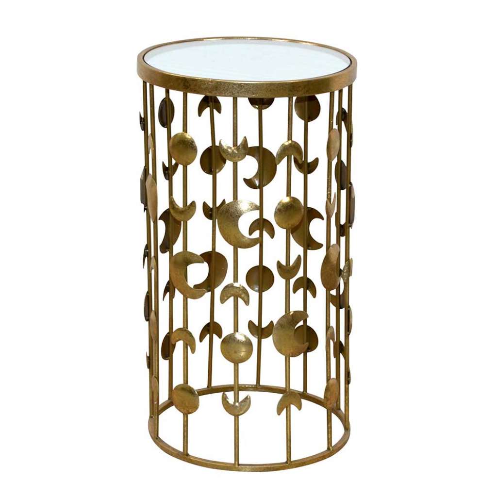 Ausgefallener Beistelltisch in Goldfarben Glas & Metall