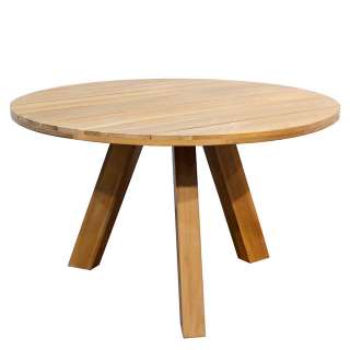 Terrassentisch aus Akazie Massivholz runder Tischplatte