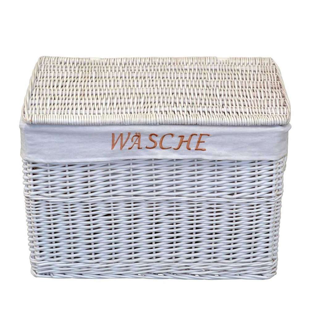 Wäschetruhe aus Weidengeflecht Weiß
