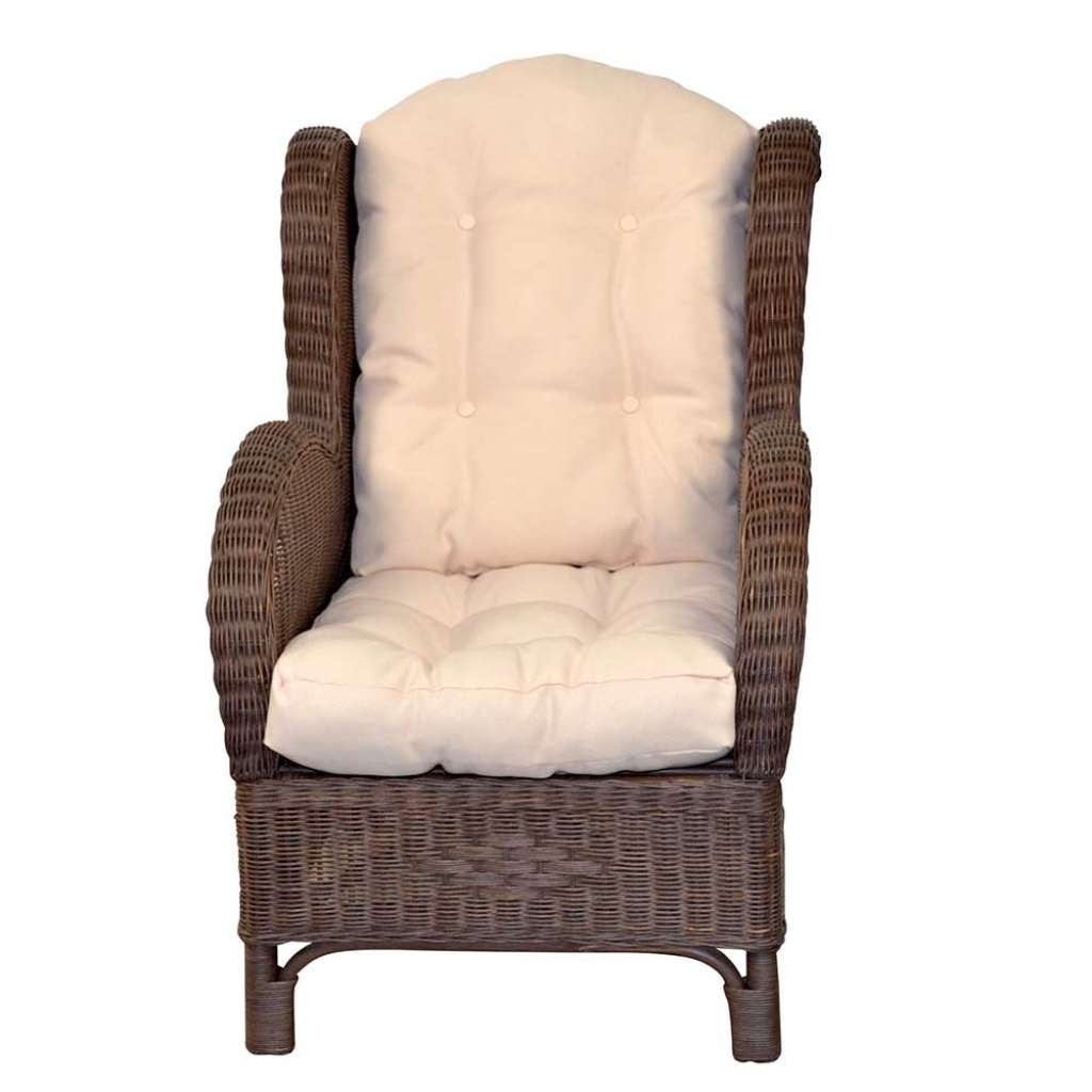 Rattansessel Braun mit Ohren 48 cm Sitzhöhe