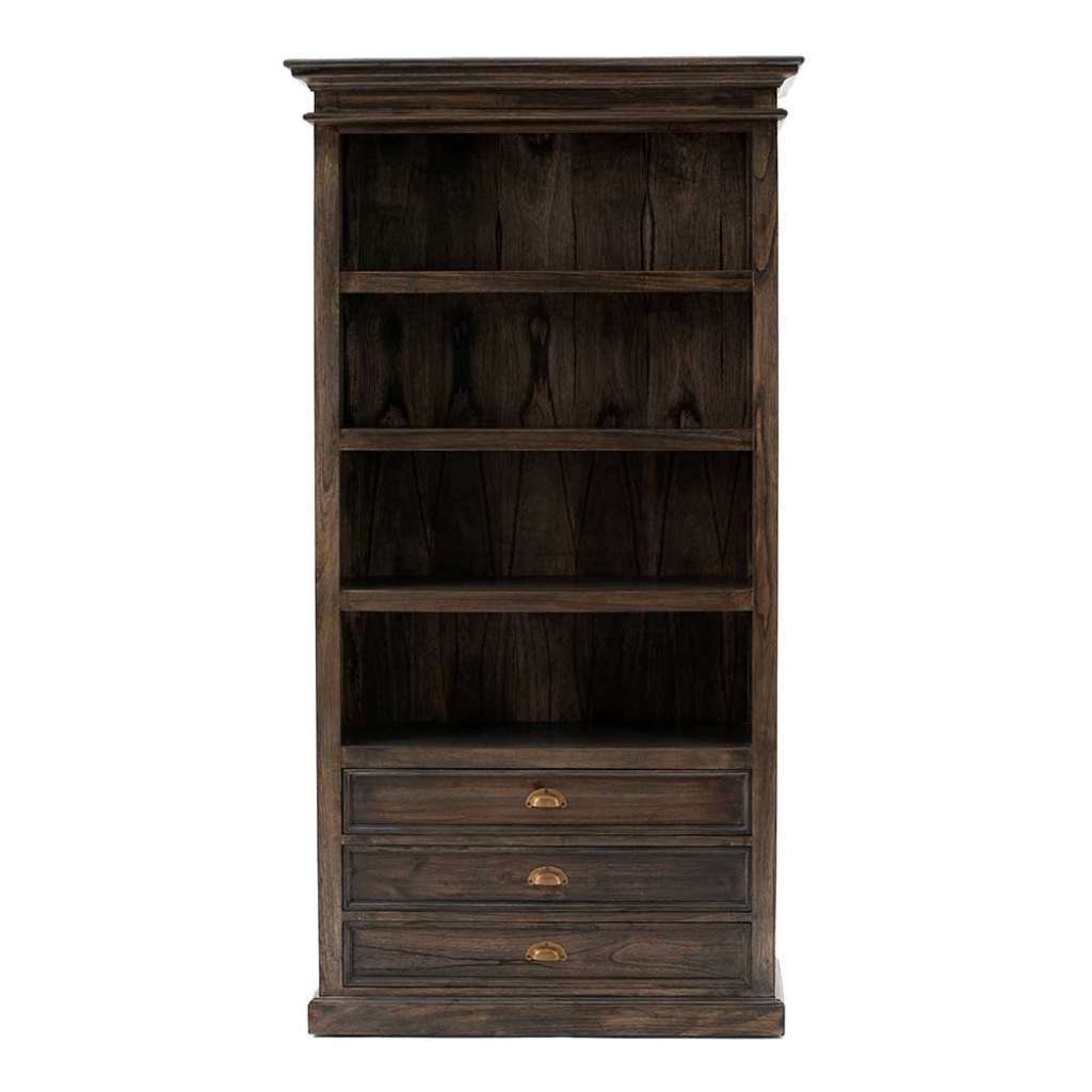 Landhaus Bücherregal in Holz Black Wash 190 cm hoch