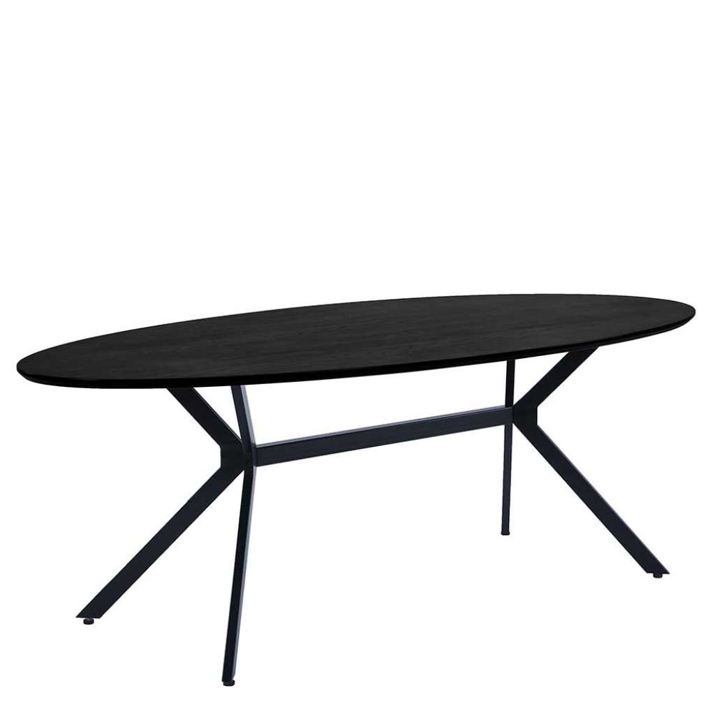 Ovaler Esstisch schwarz in modernem Design Metallgestell