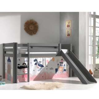 Kinder Halbhochbett in Grau Prinzessin Motiv