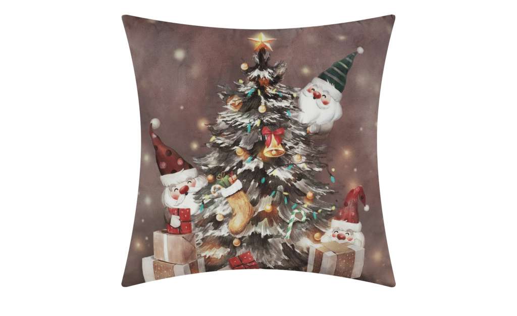 LAVIDA Kissen  Weihnachtsbaum mit Wichtel ¦ braun ¦ 100% Polyesterfüllung, 350 g Heimtextilien > Kissen > Dekokissen - Höffner