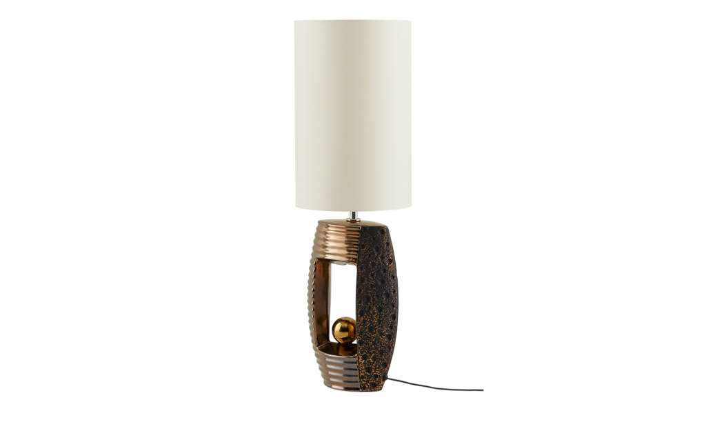 Tischleuchte, 1-flammig, goldfarben/Stoffschirm beige ¦ gold Ø: 22 Lampen & Leuchten > Innenleuchten > Tischlampen - Höffner