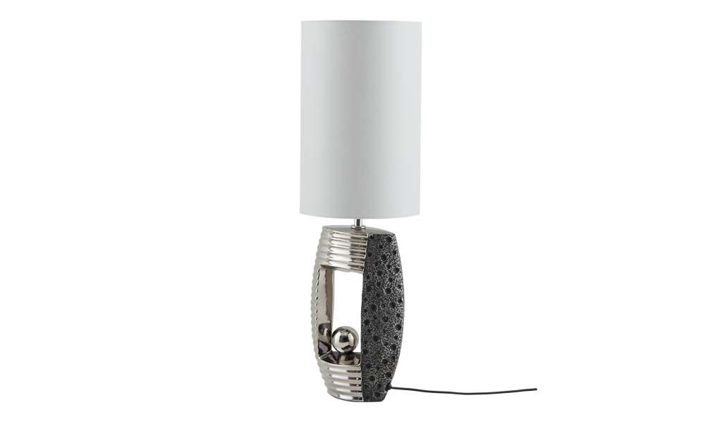Tischleuchte, 1-flammig, chrom/Stoffschirm grau ¦ silber Ø: 22 Lampen & Leuchten > Innenleuchten > Tischlampen - Höffner