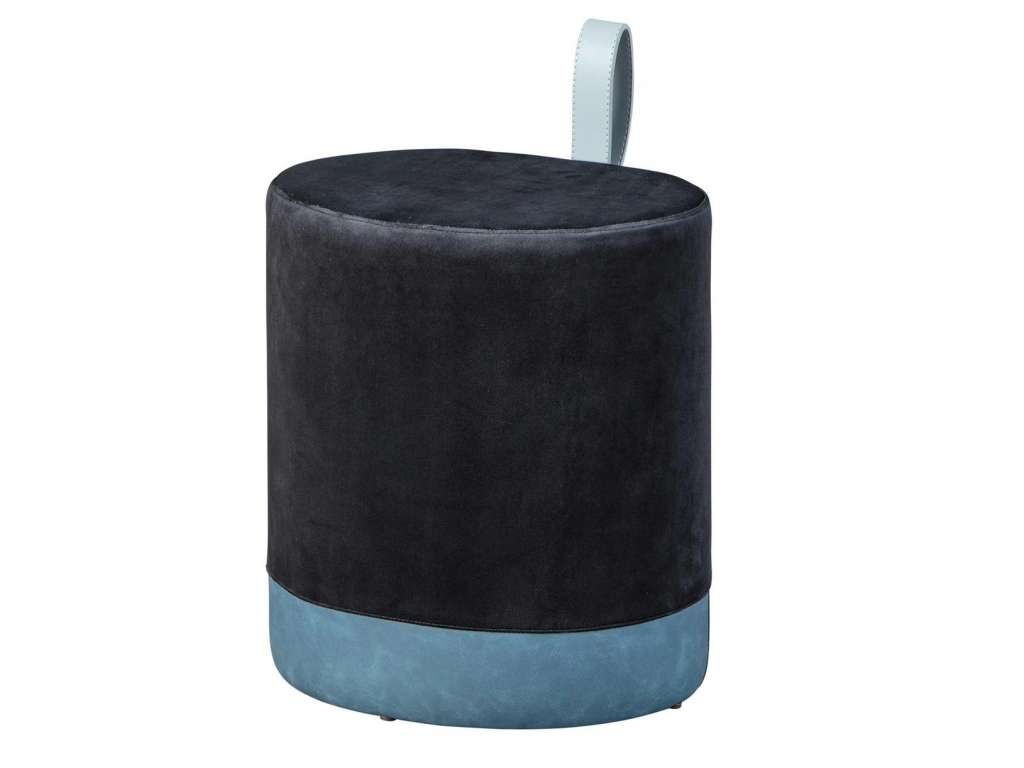 Hocker Osane Samt Blau ¦ schwarz Polstermöbel > Hocker - Höffner