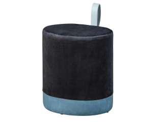 Hocker Osane Samt Blau ¦ schwarz Polstermöbel > Hocker - Höffner