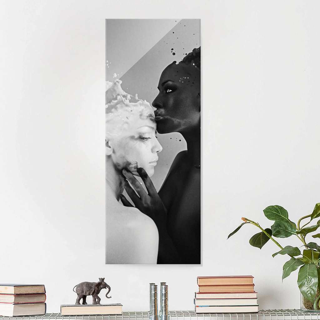 home24 Glasbild Milch & Kaffee Kuss