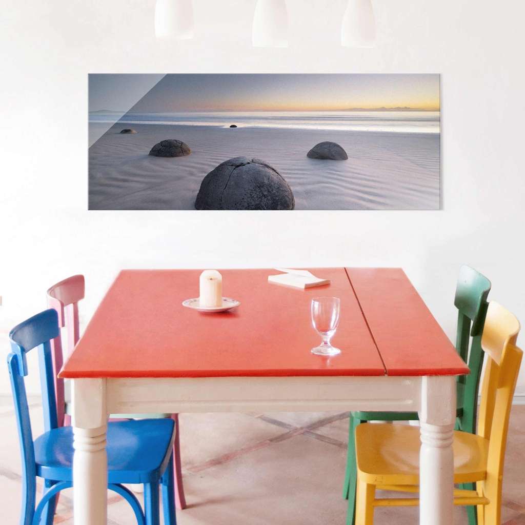 home24 Glasbild Moeraki Boulders Neuseeland