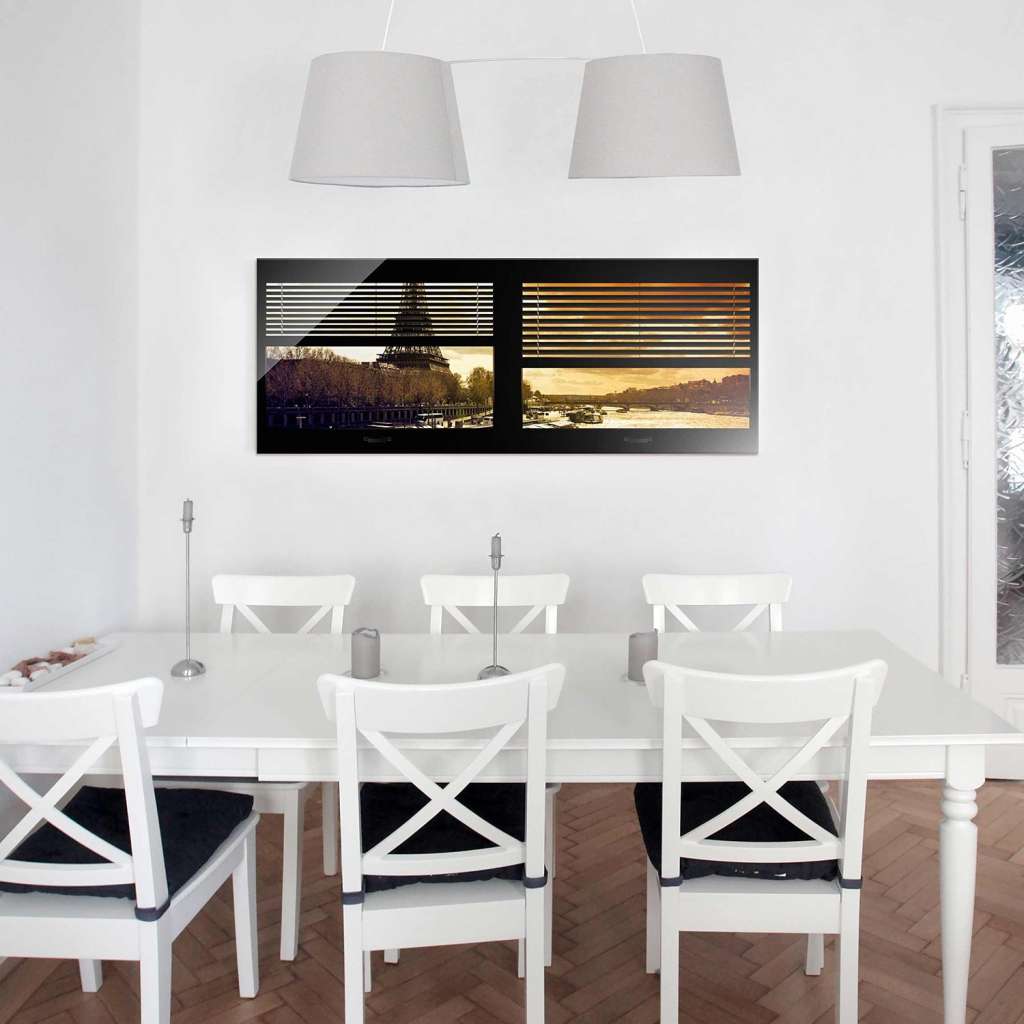 home24 Glasbild Fensterausblick Jalousie Paris