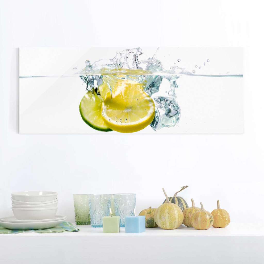 home24 Glasbild Zitrone und Limette im Wasser