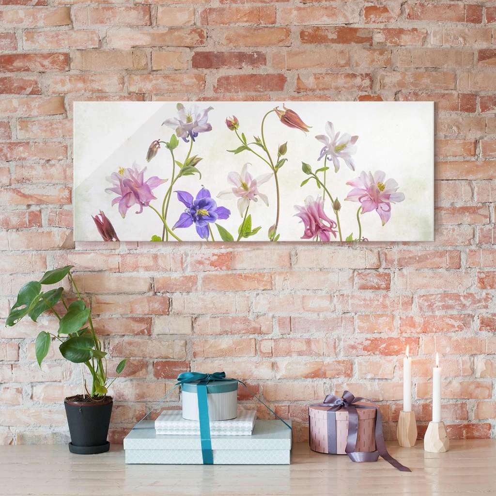home24 Glasbild Wald-Akelei