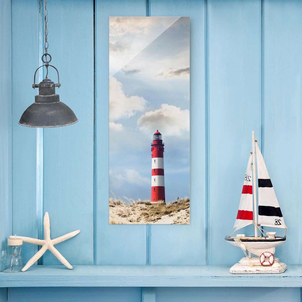 home24 Glasbild Leuchtturm in den Dünen I