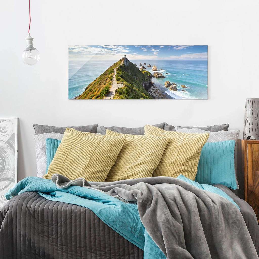 home24 Glasbild Nugget Point Leuchtturm & Meer