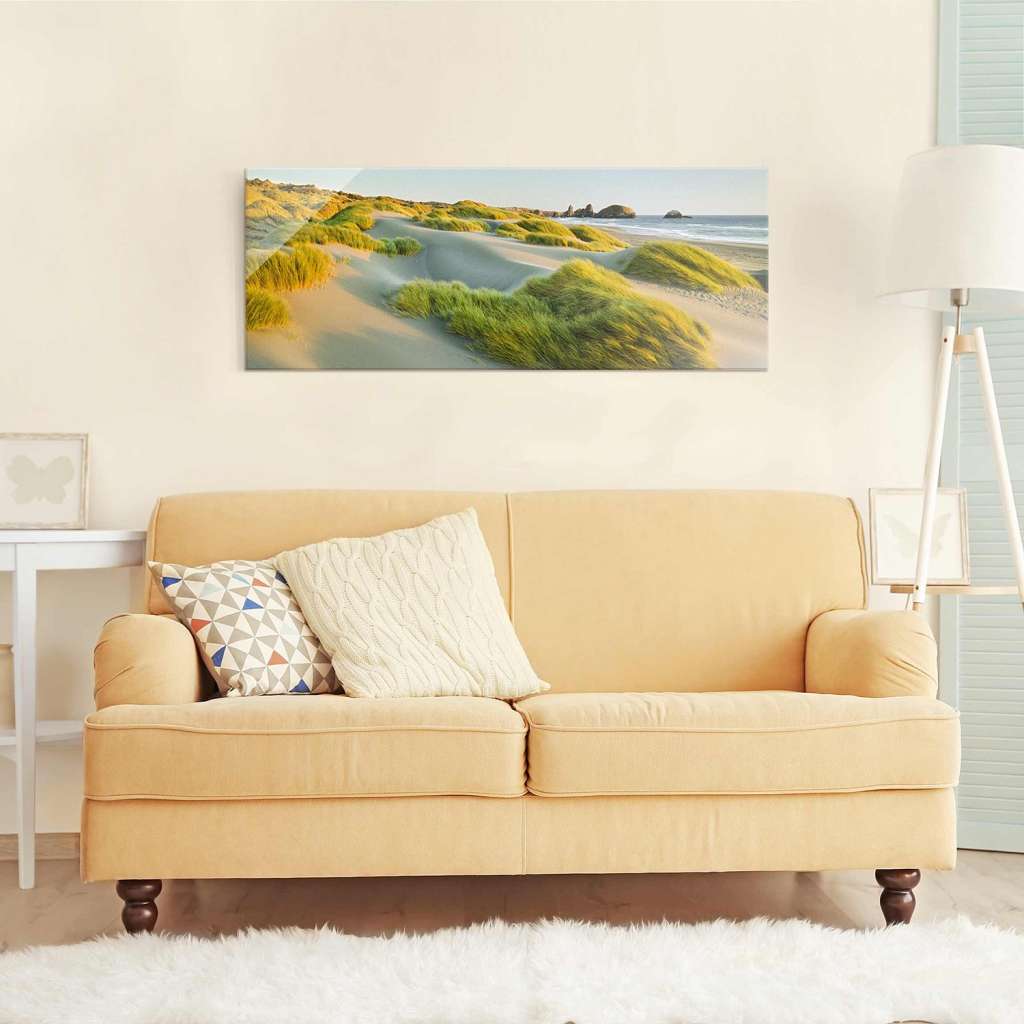 home24 Glasbild Dünen und Gräser am Meer