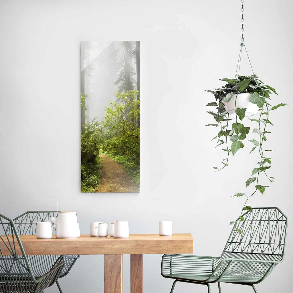 home24 Glasbild Nebliger Waldpfad