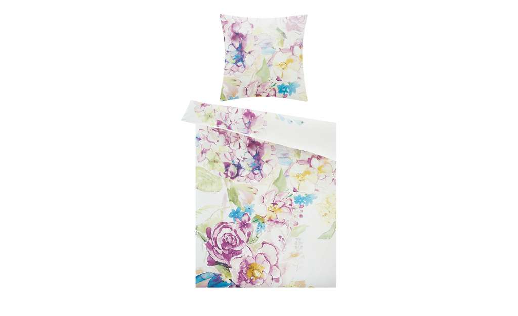 AURO Satin Bettwäsche   Floral ¦ weiß ¦ 100% Baumwolle Bettwaren > Bettwäsche-Sets > weitere Bettwäschesets - Höffner