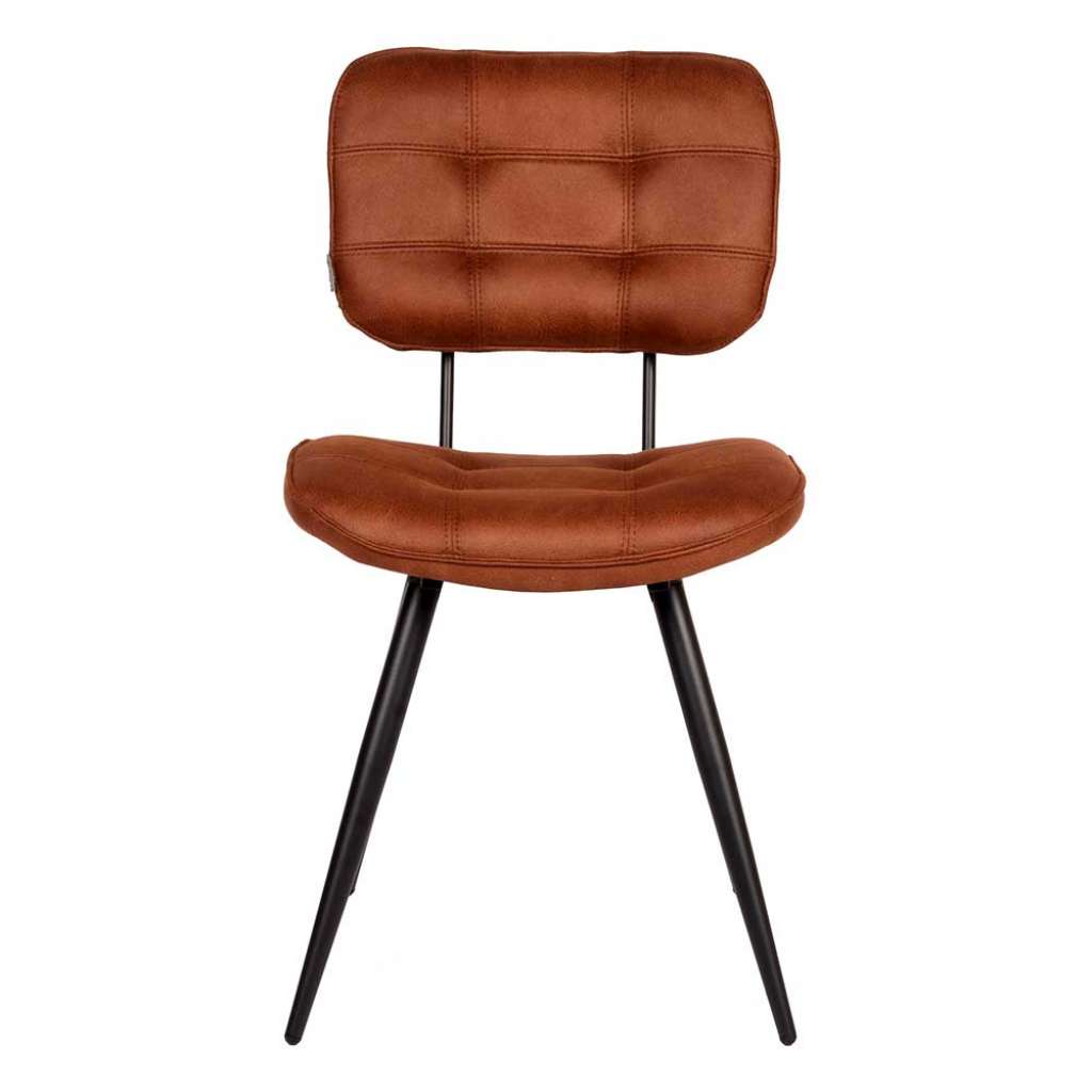 Stuhl Esszimmer in Cognac Braun Microfaser