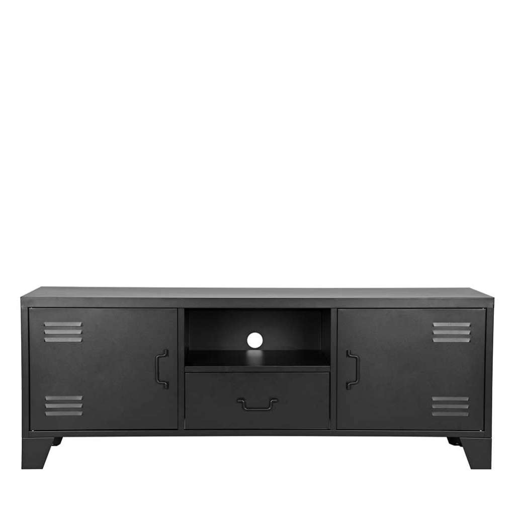 Fernseh Unterschrank Metall in Schwarz Industrie Stil