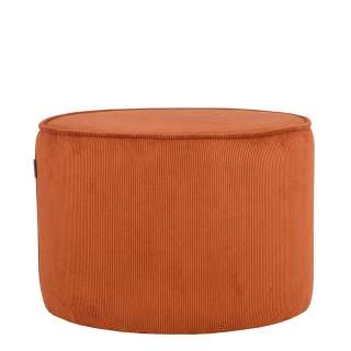 Cord Pouf in Rostfarben Retrostil