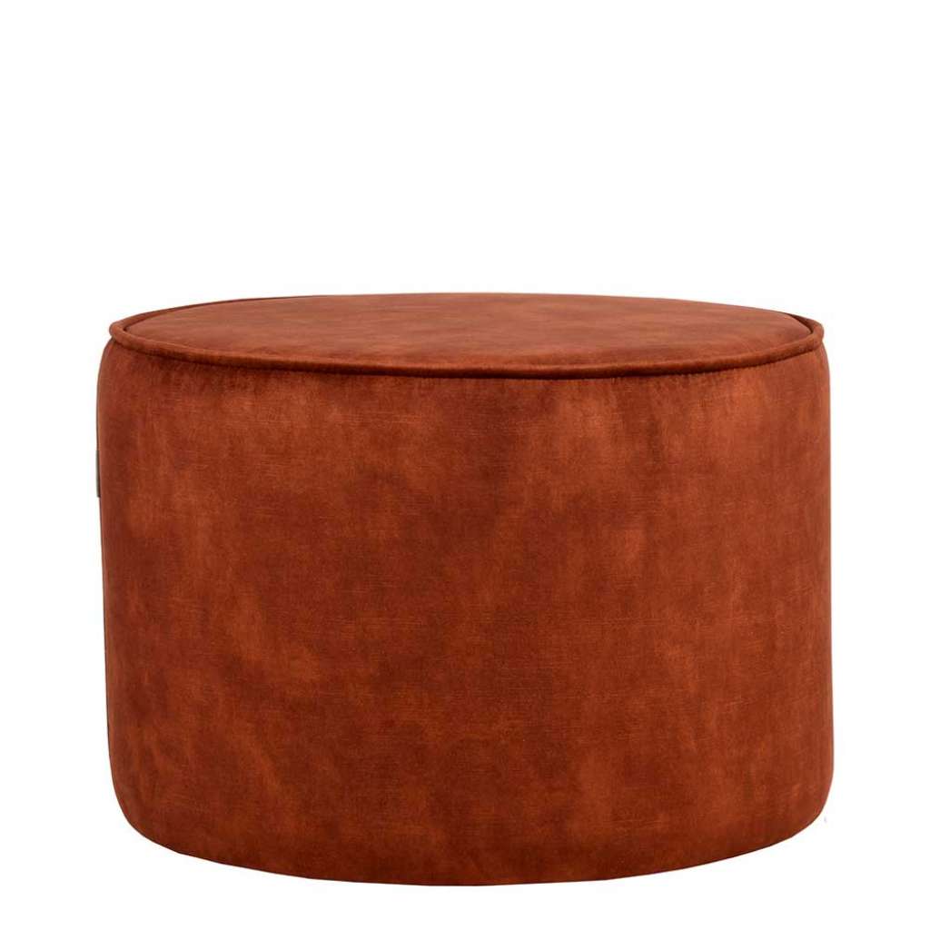 Retro Sitzpouf in Rostfarben Velours