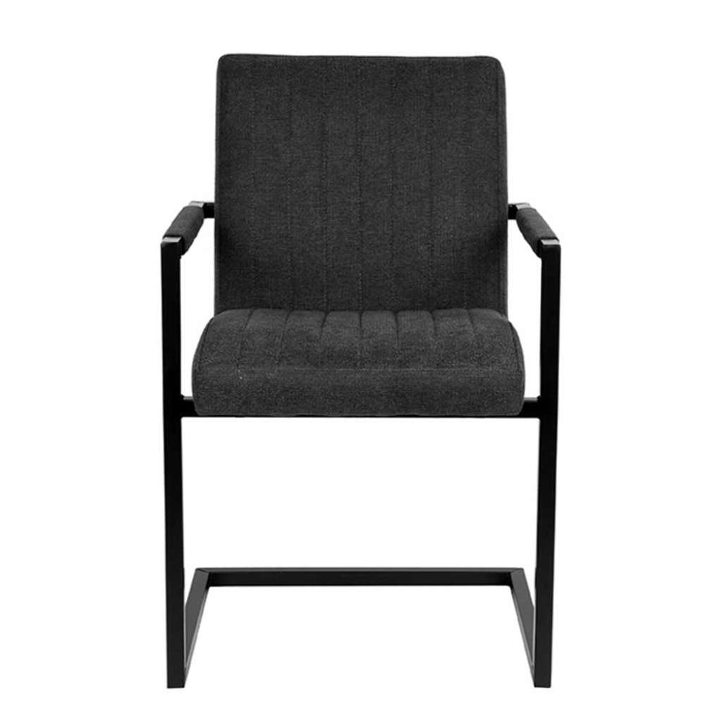 Esstisch Freischwinger mit Bezug aus Stoff Anthrazit