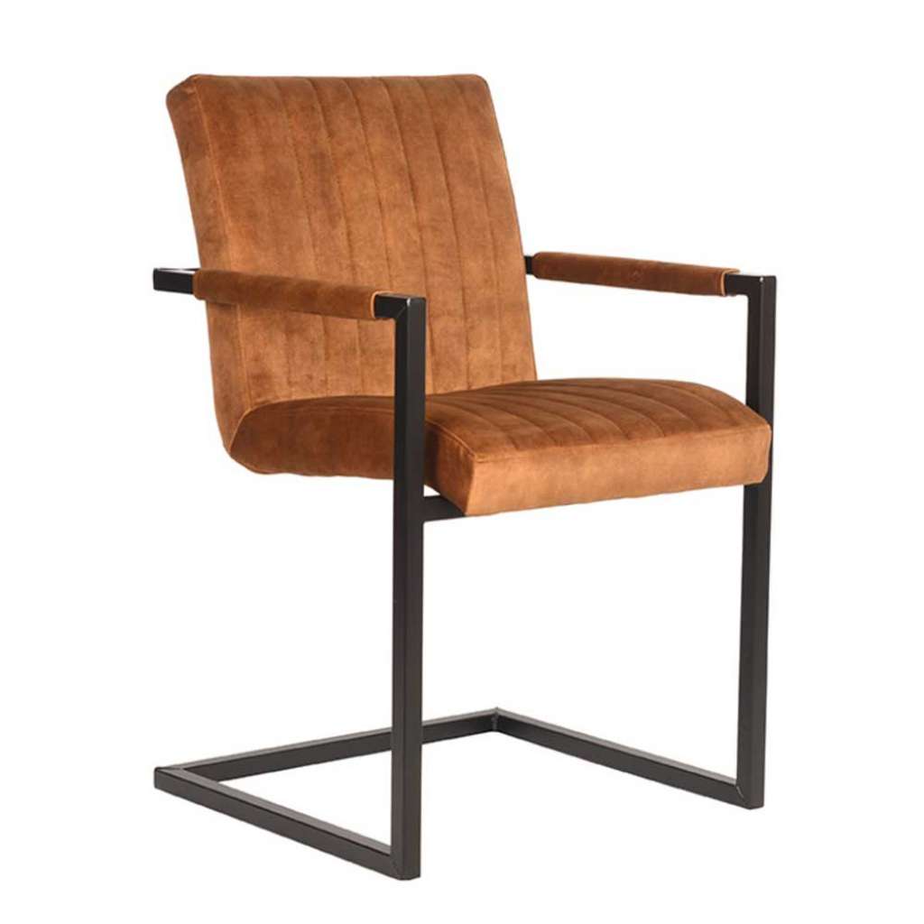 Schwingstuhl in Ocker und Schwarz Veloursbezug