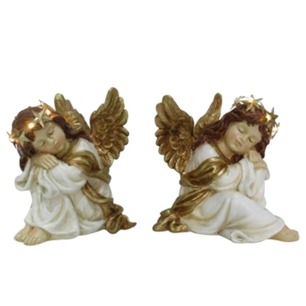 home24 Dekofigur Engel mit Haarkranz (2-tlg.)