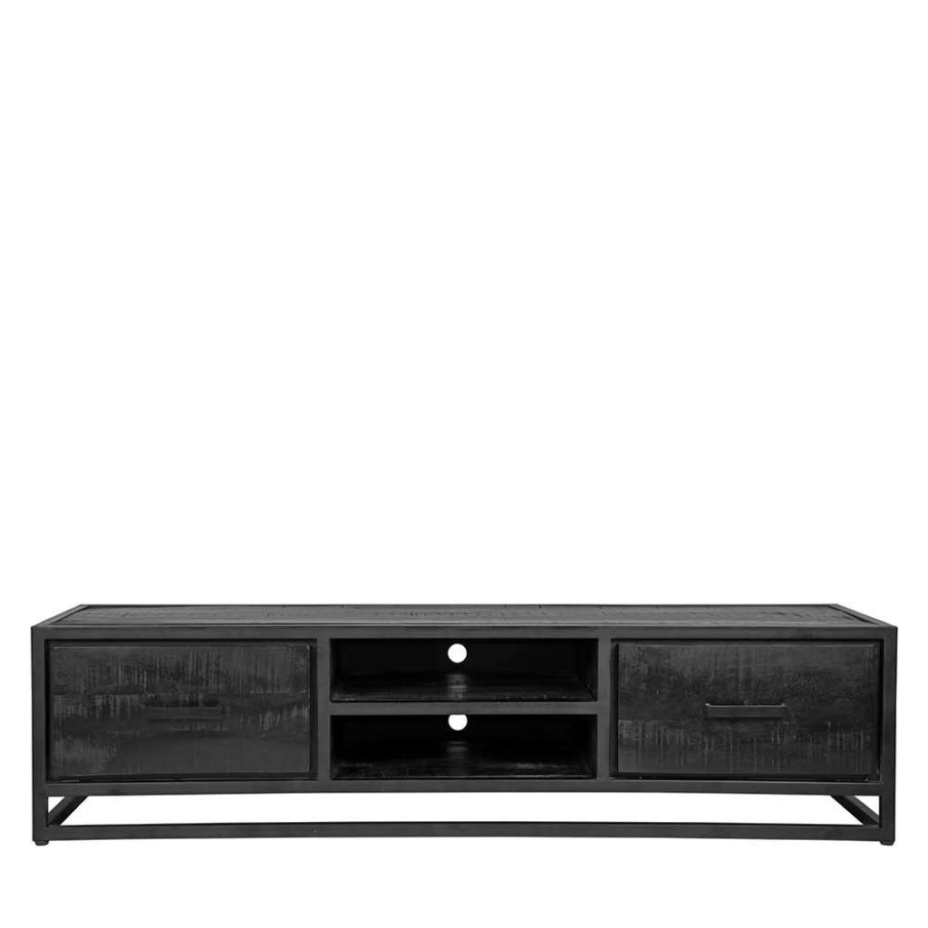 Rustikales Lowboard in Schwarz Industrie und Loft Stil