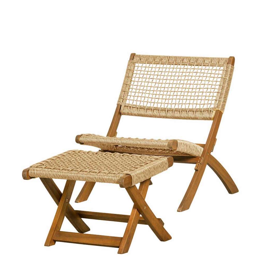 Outdoor Klappstuhl aus Eukalyptusholz Polyrattan