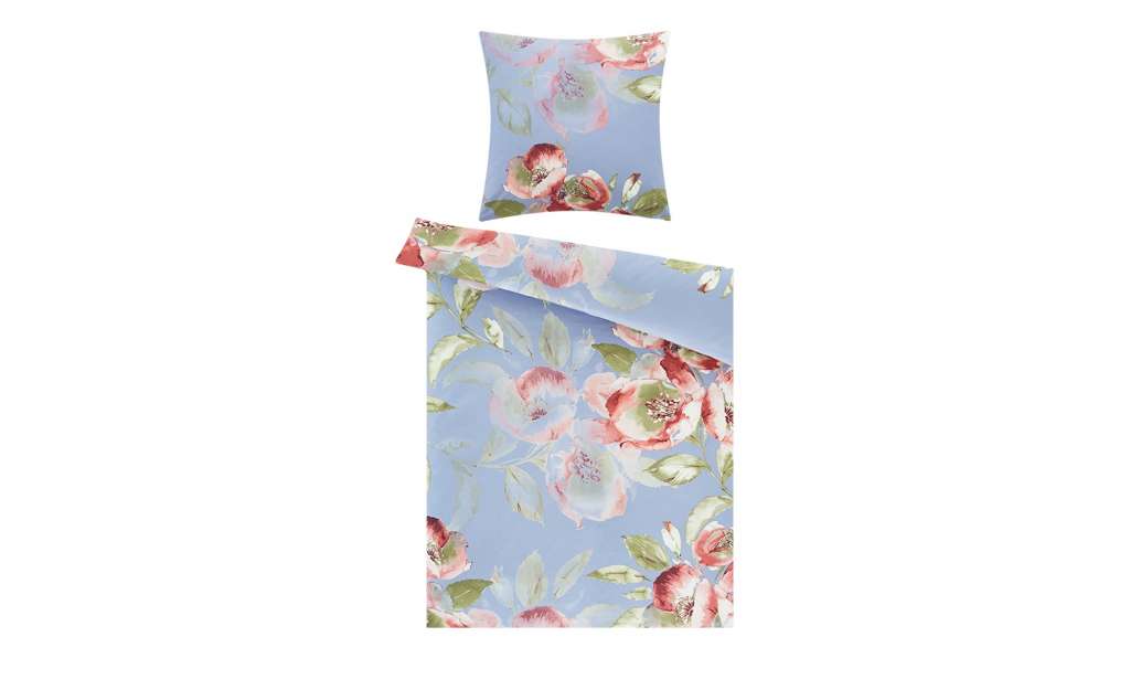 AURO Satin Bettwäsche   Floral ¦ grau ¦ 100% Baumwolle Bettwaren > Bettwäsche-Sets > weitere Bettwäschesets - Höffner