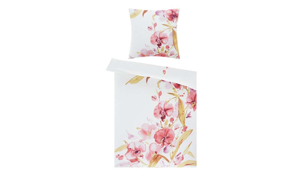 AURO Satin Bettwäsche  Floral ¦ weiß ¦ 100% Baumwolle Bettwaren > Bettwäsche-Sets > weitere Bettwäschesets - Höffner