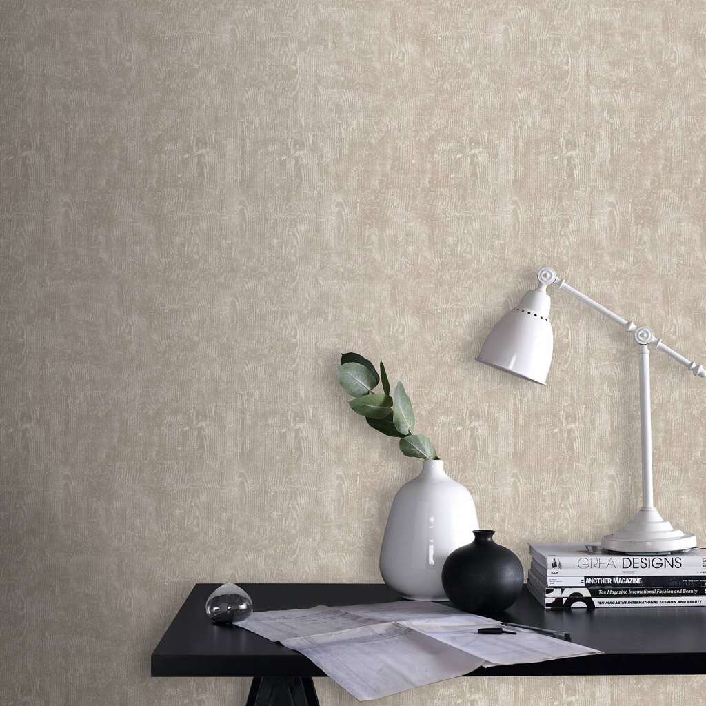 home24 Vliestapete Holz Taupe