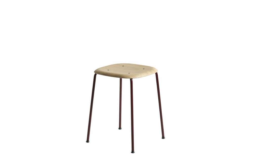 HAY - Soft Edge 70 Hocker - Gestell herbstrot pulverbeschichtet, Sitz Eiche matt lackiert - indoor