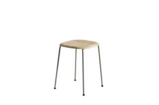HAY - Soft Edge 70 Hocker - Gestell hellgrau pulverbeschichtet, Sitz Eiche matt lackiert - indoor