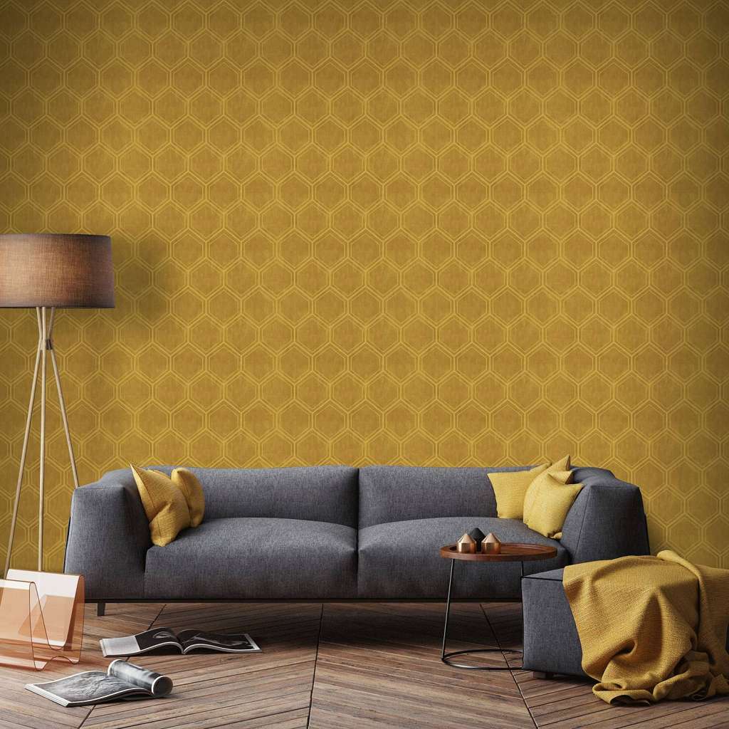home24 Vliestapete Hexagon Oker