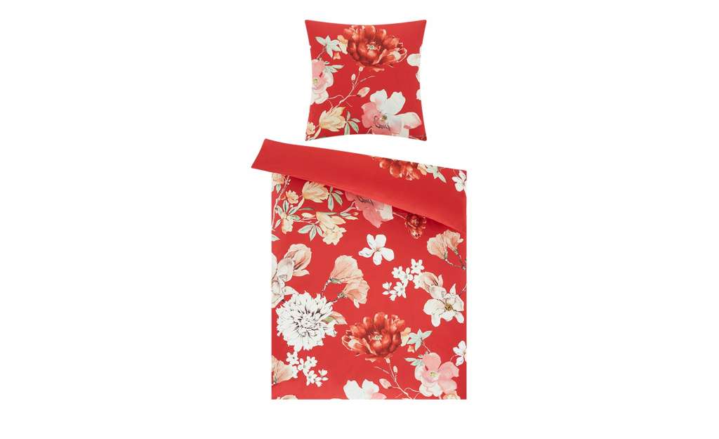 AURO Satin Bettwäsche  Floral ¦ rot ¦ 100% Baumwolle Bettwaren > Bettwäsche-Sets > weitere Bettwäschesets - Höffner