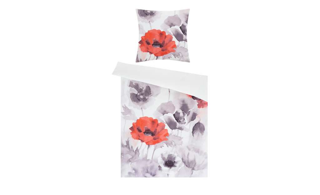 AURO Satin Bettwäsche  Floral ¦ grau ¦ 100% Baumwolle Bettwaren > Bettwäsche-Sets > weitere Bettwäschesets - Höffner