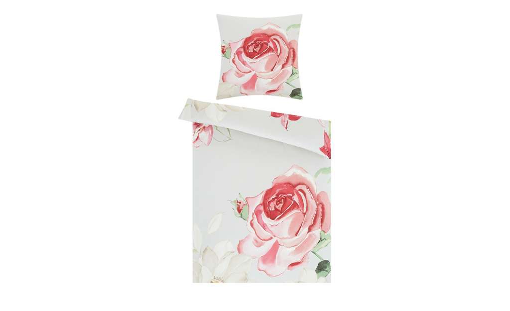 AURO Satin Bettwäsche     Floral ¦ grau ¦ 100% Baumwolle Bettwaren > Bettwäsche-Sets > weitere Bettwäschesets - Höffner
