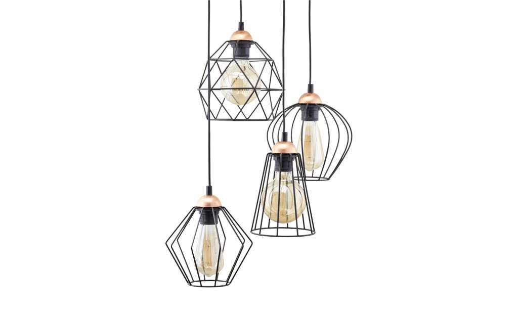 Pendelleuchte, 4-flammig, schwarz/ goldfarben ¦ schwarz Ø: 35 Lampen & Leuchten > Innenleuchten > Pendelleuchten - Höffner