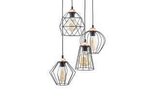 Pendelleuchte, 4-flammig, schwarz/ goldfarben ¦ schwarz Ø: 35 Lampen & Leuchten > Innenleuchten > Pendelleuchten - Höffner
