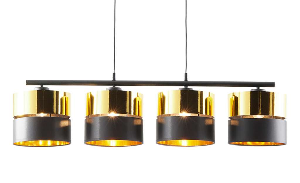 Pendelleuchte, 4-flammig, Schwarz/goldfarben ¦ schwarz Lampen & Leuchten > Innenleuchten > Pendelleuchten - Höffner