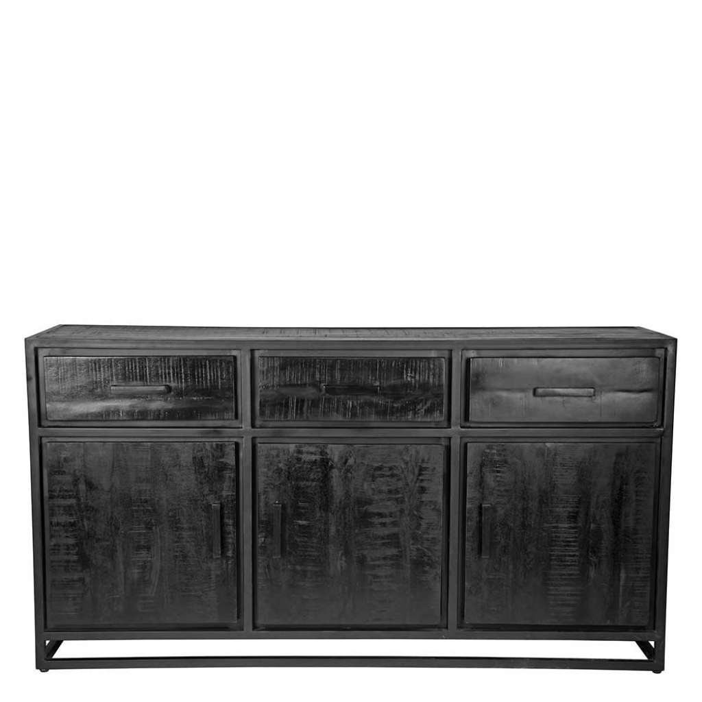Sideboard schwarz aus Massivholz & Metall Industrie und Loft Stil