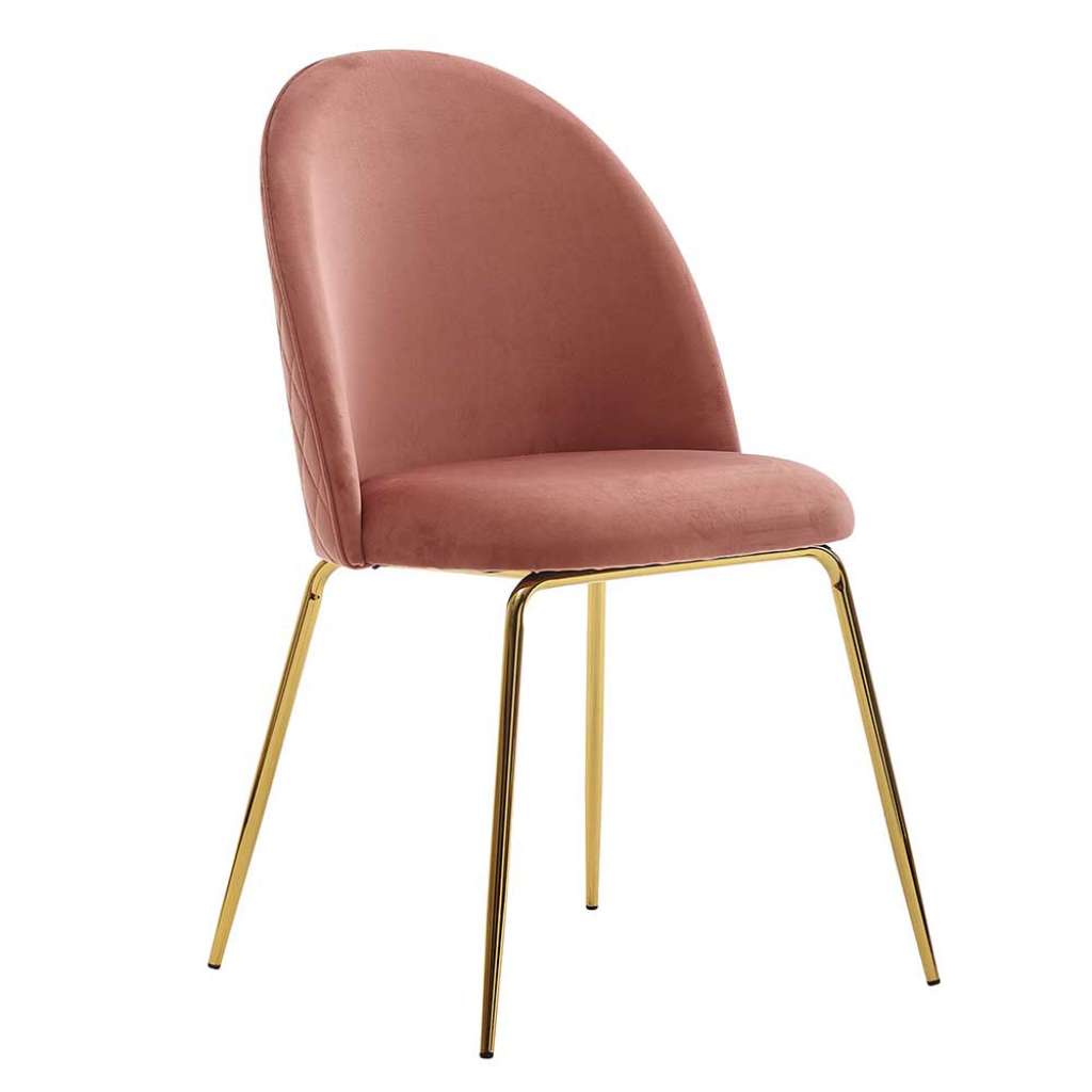 Polsterstühle in Rosa Samt Metall Vierfußgestell (2er Set)