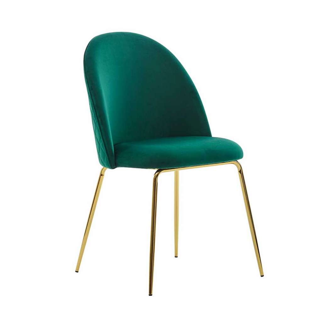 Retro Polsterstühle in Grün Samt Metallgestell (2er Set)