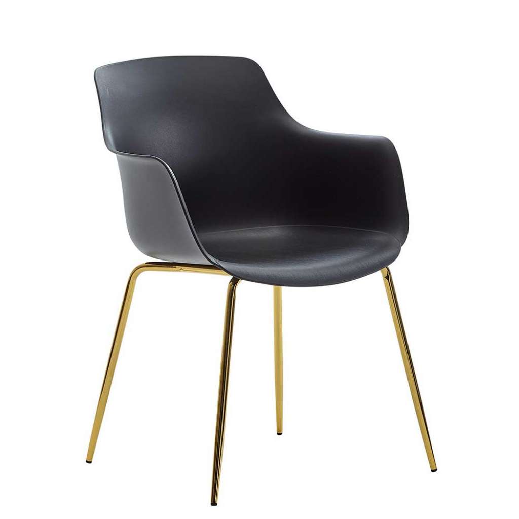 Esszimmer Stühle in Schwarz und Goldfarben Armlehnen (2er Set)