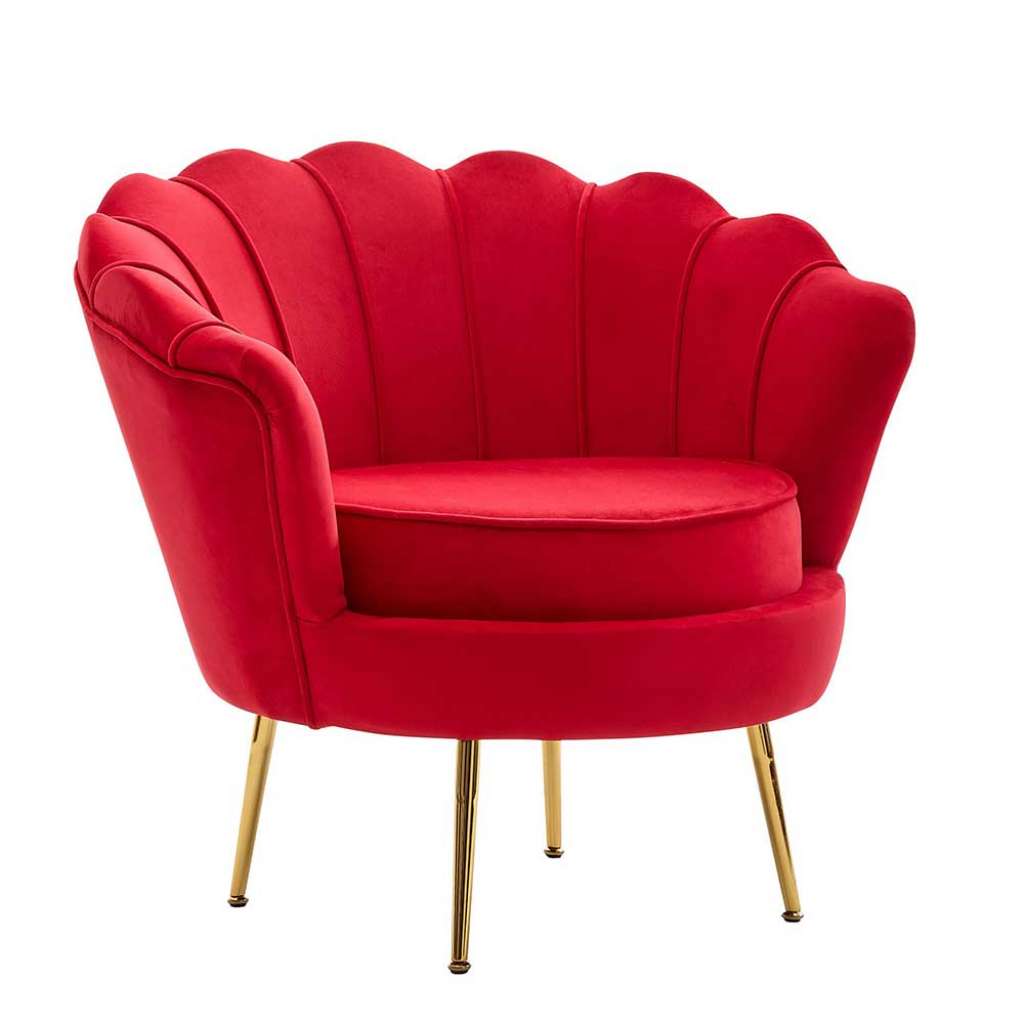 Polstersessel in Rot Samt Retrostil