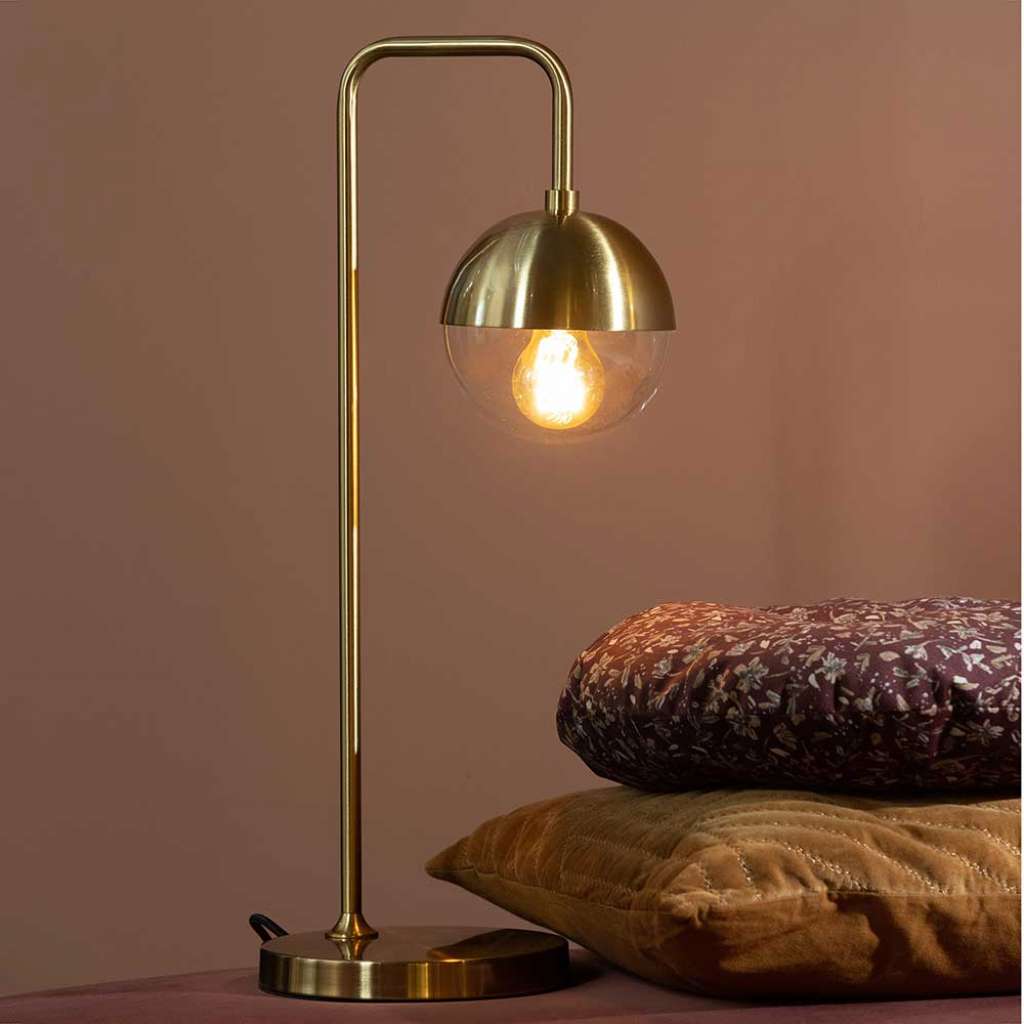 Globe Tischleuchten in Messingfarben Glas & Metall (2er Set)